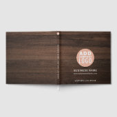 Custom Business Logo Wood Look Visitors Rustic ゲストブック (全面)