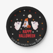 Custom Business Name, Text & Ghost Halloween ペーパープレート (正面)