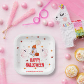 Custom Business Name, Text & Ghost Halloween ペーパープレート (パーティー)