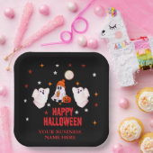 Custom Business Name, Text & Ghost Halloween ペーパープレート (パーティー)