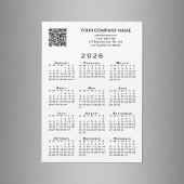 Custom Business QR Code 2026 Calendar Magnet Card