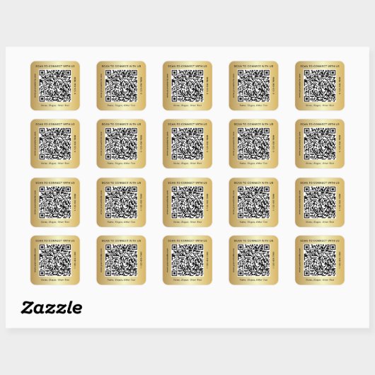 Custom Business QR Code Gold スクエアシール (シート)
