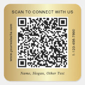 Custom Business QR Code Gold スクエアシール (正面)