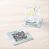 Custom Business QR Code Holographic Marketing スクエアペーパーコースター (インサイチュ)