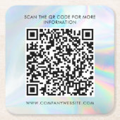 Custom Business QR Code Holographic Marketing スクエアペーパーコースター (正面)