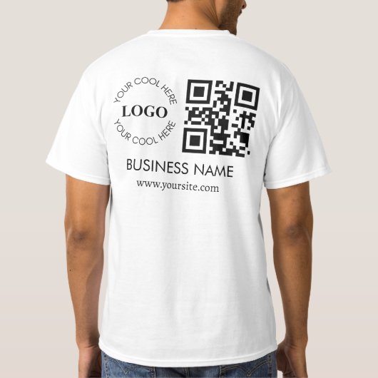 Custom Business QR Code Logo Front Back Crew Staff Tシャツ (裏面)