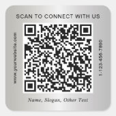 Custom Business QR Code Silver スクエアシール (正面)