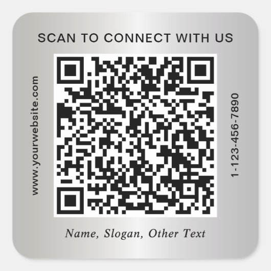 Custom Business QR Code Silver スクエアシール (正面)