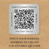Custom Business QR Code Silver スクエアシール