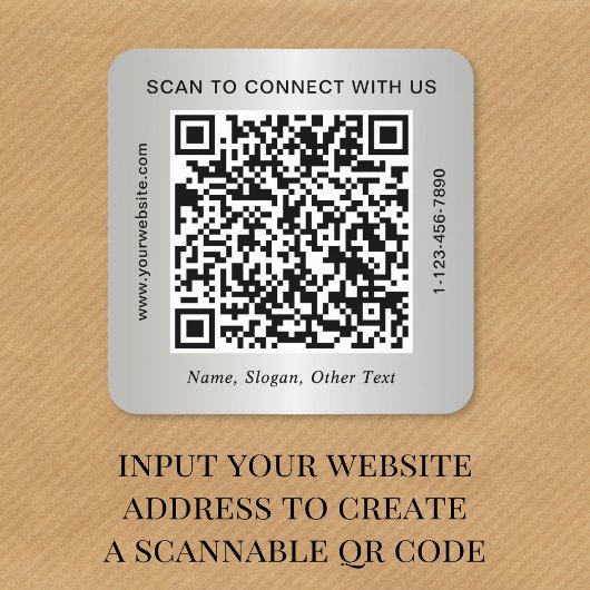 Custom Business QR Code Silver スクエアシール