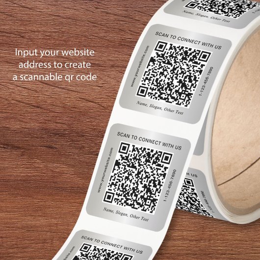 Custom Business QR Code Silver スクエアシール