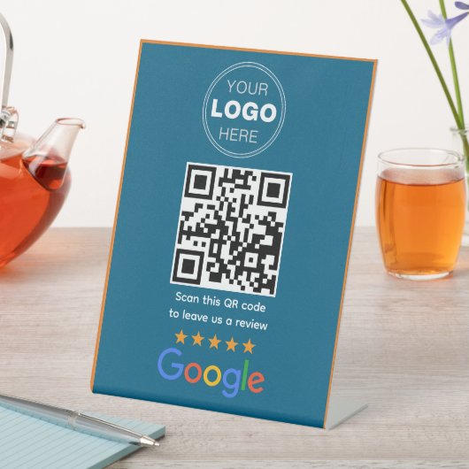 Custom Business Review QR Code Logo 台座サイン (インサイチュ)