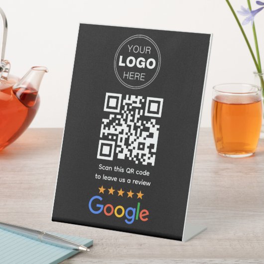 Custom Business Review QR Code Logo 台座サイン (インサイチュ)