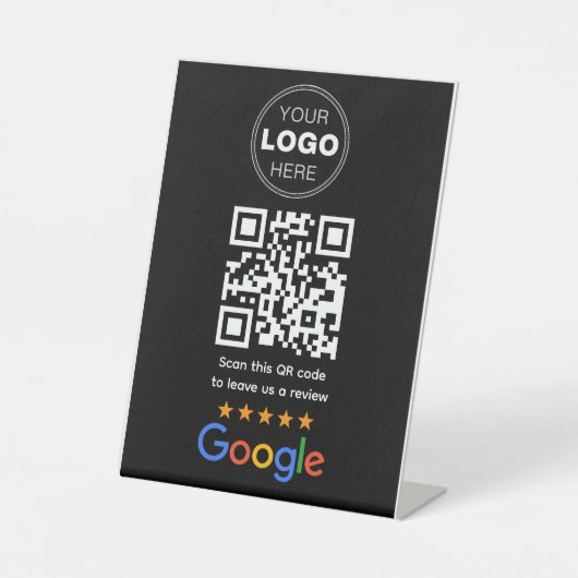 Custom Business Review QR Code Logo 台座サイン (正面)
