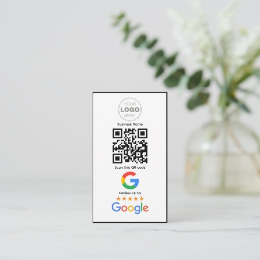 Custom Business Review QR Code Logo 名刺 (スタンド正面)