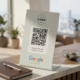 Custom Business Review QR Code Logo Pedestal Sign 台座サイン