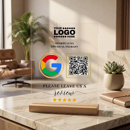 Custom Business Review Sign with QR Code & Logo アクリルサイン