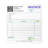 Custom Business Sales Invoice Forms, Company Logo ノートパッド (正面)