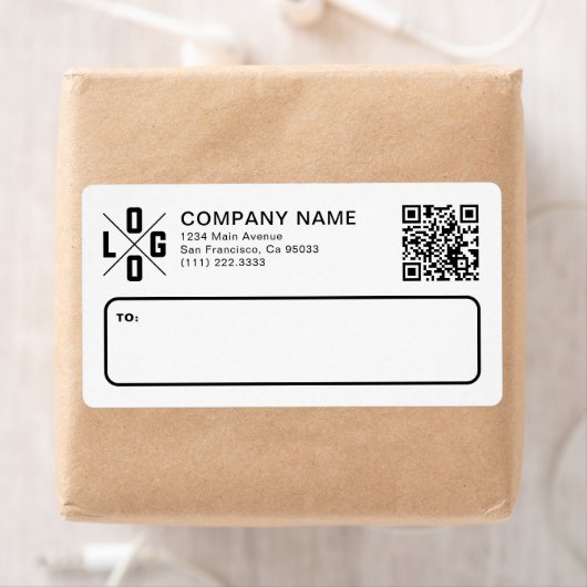 Custom Business Shipping Logo & QR Code ラベル (インサイチュ)
