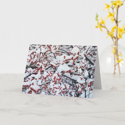 Custom Business Snow Branches Berries Holiday カード (黄色い花)