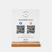 Custom Business Social Review Acrylic Sign with QR アクリルサイン (正面)