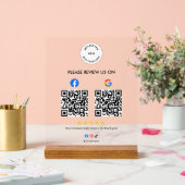 Custom Business Social Review Acrylic Sign with QR アクリルサイン (ウェディング)