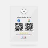 Custom Business Social Review Acrylic Sign with QR アクリルサイン (正面)