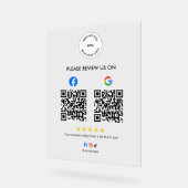 Custom Business Social Review Acrylic Sign with QR アクリルサイン (傾斜)
