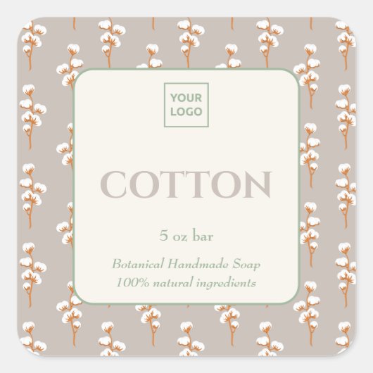 Custom Business Sticker for Cotton Handmade Soap スクエアシール (正面)
