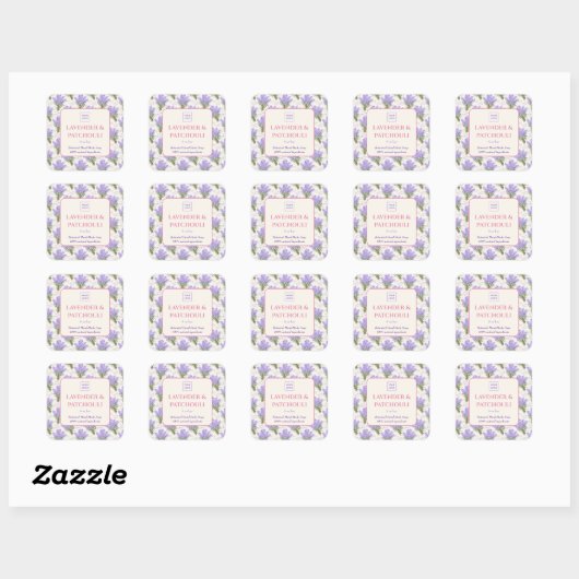 Custom Business Sticker for Handmade Lavender Soap スクエアシール (シート)