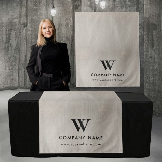 Custom Business Table Runner Banner Beige Linen タペストリー