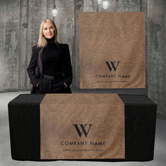 Custom Business Table Runner Banner Brown Linen タペストリー