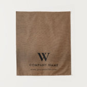 Custom Business Table Runner Banner Brown Linen タペストリー (正面)