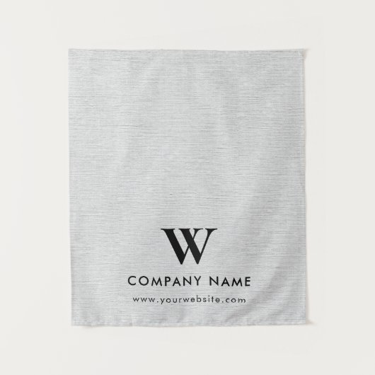 Custom Business Table Runner Banner Gray Linen タペストリー (正面)