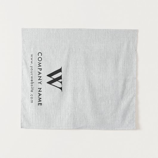 Custom Business Table Runner Banner Gray Linen タペストリー (正面(横))