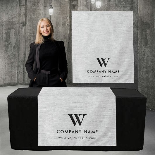 Custom Business Table Runner Banner Gray Linen タペストリー