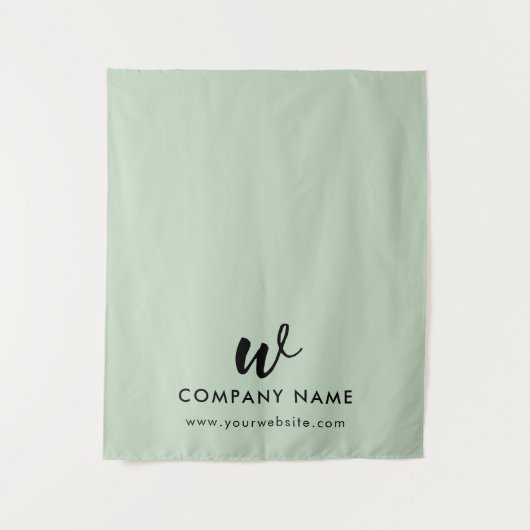 Custom Business Table Runner Banner Script Green タペストリー (正面)