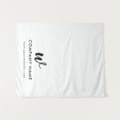 Custom Business Table Runner Banner Script White タペストリー (正面(横))