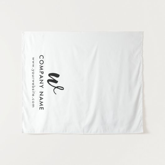Custom Business Table Runner Banner Script White タペストリー (正面(横))
