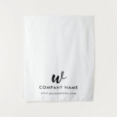 Custom Business Table Runner Banner Script White タペストリー (正面)