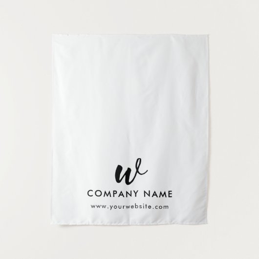 Custom Business Table Runner Banner Script White タペストリー (正面)