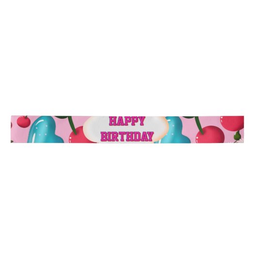 Custom butterfly birthday party matching set サテンリボン (正面)