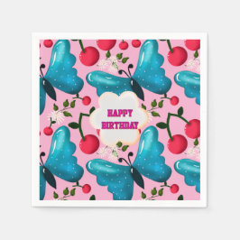 Custom butterfly birthday party matching set スタンダードカクテルナプキン