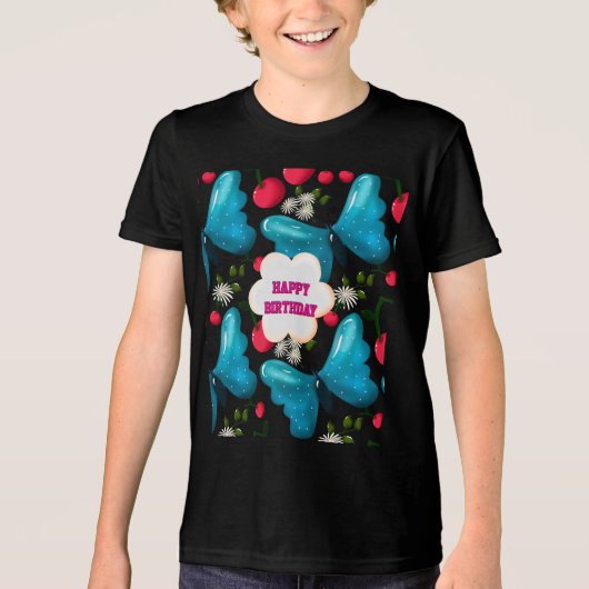 Custom butterfly birthday party matching set トライブレンドＴシャツ (正面)