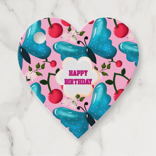Custom butterfly birthday party matching set フェイバータグ (正面)