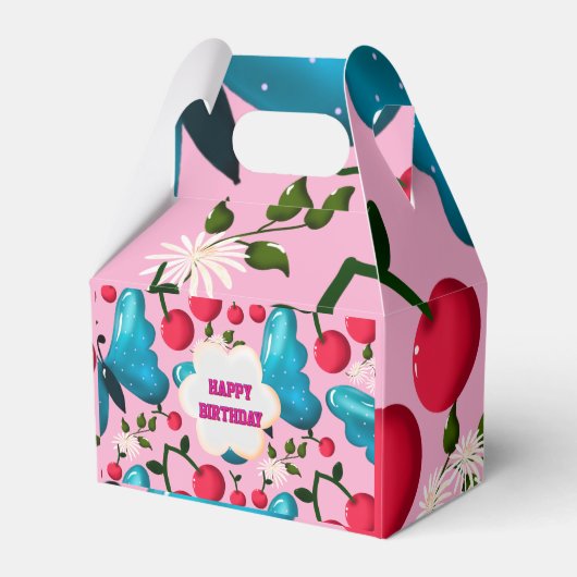 Custom butterfly birthday party matching set フェイバーボックス (正面サイド)