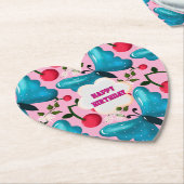 Custom butterfly birthday party matching set ペーパーコースター (アングル)