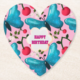 Custom butterfly birthday party matching set ペーパーコースター
