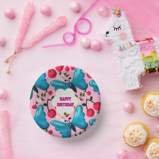 Custom butterfly birthday party matching set ペーパーボウル (パーティー)
