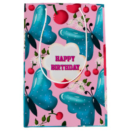 Custom butterfly birthday party matching set ミディアムペーパーバッグ